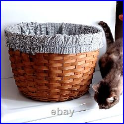 Longaberger Basket Apple Corn Laundry Liner Large Round Signed KAC 1985 Vintage