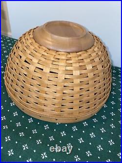 Longaberger Basket Bowl Set of 4 Protectors Lids Orchard Plaid Liners