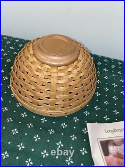 Longaberger Basket Bowl Set of 4 Protectors Lids Orchard Plaid Liners