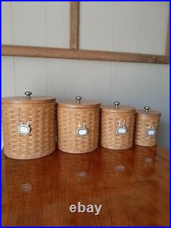 Longaberger Basket Canister Set 20 Piece With Inserts And Pewter Label Tags
