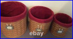Longaberger Basket Canister Set 3 piece with lids, inserts & MORE