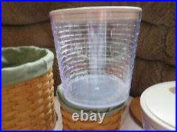 Longaberger Basket Canister Set Of Three with Sealed Protector Inserts and Liner