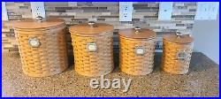 Longaberger Basket Canister Set With Sealed Plastic Inserts and Lids 20 pc
