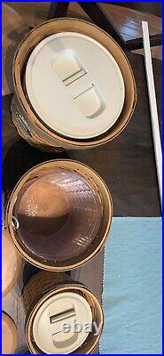 Longaberger Basket Canister Set With Sealed Plastic Inserts and lidsEUC