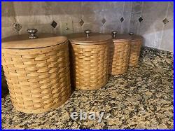 Longaberger Basket Canister Set With Sealed Plastic Inserts and lids