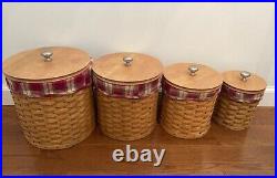 Longaberger Basket Canister Set Xlarge Large Medium Small with Wooden Lids /Liners
