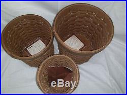 Longaberger Basket Canister Set of 3 with Inserts Never used
