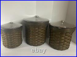 Longaberger Basket Canister Set of 3 with Protector inserts BRAND NEW