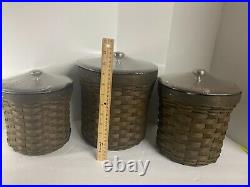 Longaberger Basket Canister Set of 3 with Protector inserts BRAND NEW