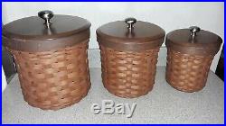 Longaberger Basket Canister Set of 3 with Sealed Protector inserts