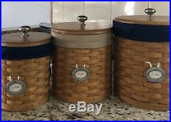 Longaberger Basket Canister Set of 3 with sealed canisters & liners