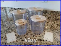 Longaberger Basket Canister Set of 4, Lids, Protectors, Tie Ons FREE shipping