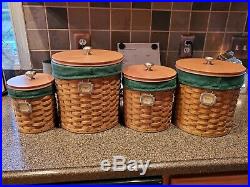 Longaberger Basket Canister Set of 4 with sealed canisters & liners