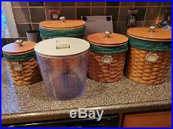 Longaberger Basket Canister Set of 4 with sealed canisters & liners