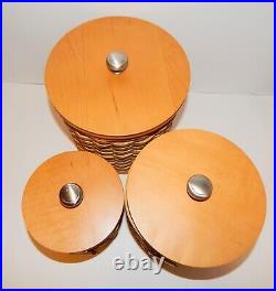 Longaberger Basket Canisters with Lidded Protectors Set of 3