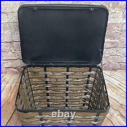 Longaberger Basket Dark Brown Hamper Laundry Basket with Lid 19x16