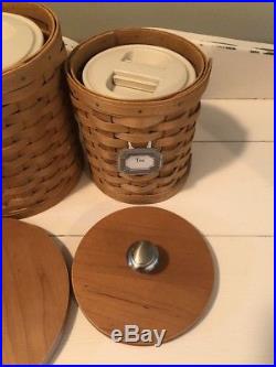 Longaberger Basket Full Canister Set Of 4 with Lids & Storage Containers Used