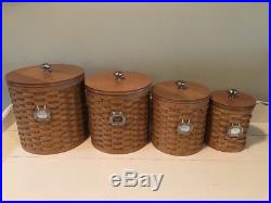 Longaberger Basket Full Canister Set Of 4 with Lids & Storage Containers Used