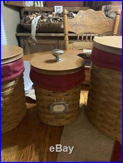 Longaberger Basket Kitchen Canister Set With Sealed Plastic Inserts and Lids