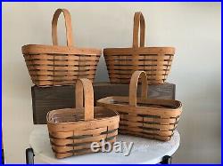Longaberger Basket Lot With Navy Weave 4 Piece Set
