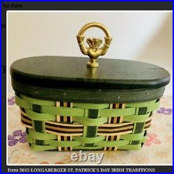 Longaberger Basket Protector Liner Lid Claddagh Knob St Patrick Irish Traditions