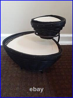 Longaberger Basket Set 2009 Black Triangle Large And Small Bowls Stand liners