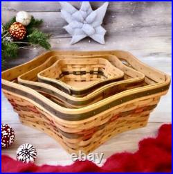 Longaberger Baskets Christmas 2001 Shining Star Collection Nesting Lot of 3
