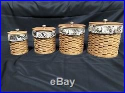 Longaberger Baskets, Fabric Liners, & Clear Kitchen Storage Canisters (Set of 4)