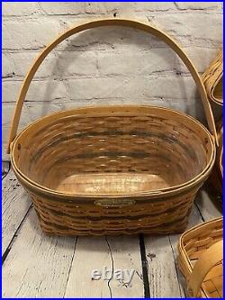 Longaberger Baskets Lot of 10 Liners Dividers Leather Handles Small Medium Large