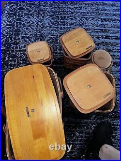 Longaberger Baskets Lot of 5 Baskets 5 with Plastic liners 1990