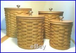 Longaberger Baskets Set of 4 Canisters (4) Liners and (2) Sealing Lids 2004/2005