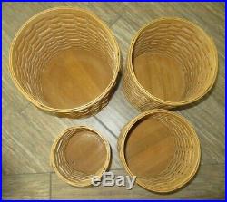 Longaberger Baskets Set of 4 Canisters (4) Liners and (2) Sealing Lids 2004/2005