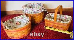 Longaberger Baskets set of 3, Mother's Day liners and protectors & warming brick