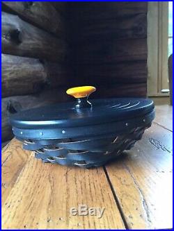 Longaberger Black Bat Dish And Oval Basket Set With LidBrand New