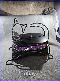 Longaberger Black Cat Basket Combo with Lid & Wrought Iron Cat Stand 2009