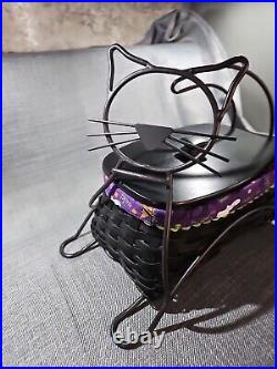 Longaberger Black Cat Basket Combo with Lid & Wrought Iron Cat Stand 2009