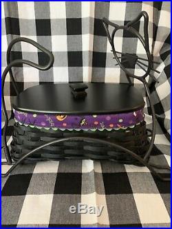 Longaberger Black Cat Halloween Basket Wrought Iron Complete Set! Extra Knob