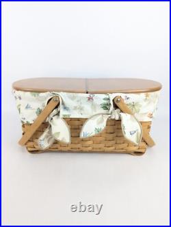 Longaberger Blue Ribbon Collection LG Crafting Basket Hinged Lid 19x12.5x8.5