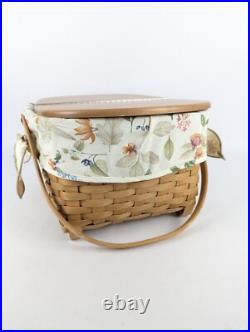 Longaberger Blue Ribbon Collection LG Crafting Basket Hinged Lid 19x12.5x8.5