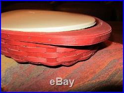 Longaberger Bold Red Oval ServingTray Basket Set and Lidded Protector