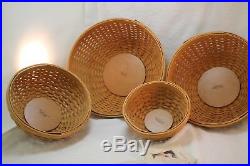 Longaberger Bowl Baskets with protectors Set of Four 7, 9, 11, 13