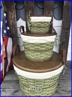 Longaberger Bushel Basket Sets Large Med Small Sage. Full Sets