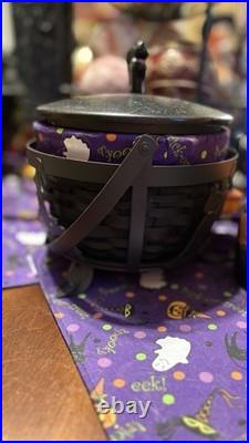 Longaberger CAULDRON BASKET 2008, Black Basket, Lid, Protector, Liner, Tie On Longaberger CAULDRON BASKET 2008, Black Basket, Lid, Protector, Liner, Tie On