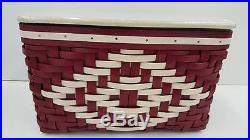Longaberger CC Collectors Club Snow Diamond Basket Set with Whitewashed Lid
