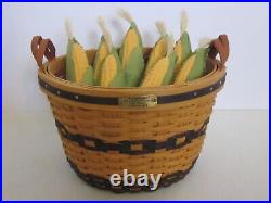 Longaberger CC JW Mini MINIATURE CORN Basket Combo + 8 Ears of Faux Corn
