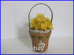 Longaberger CC Mini Miniature Daffodil Basket Combo + Flowers + Tie On Summer