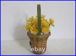 Longaberger CC Mini Miniature Daffodil Basket Combo + Flowers + Tie On Summer