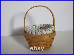 Longaberger CC Mini Miniature LILY OF THE VALLEY Basket Combo + Flowers + Tie On