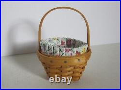 Longaberger CC Mini Miniature LILY OF THE VALLEY Basket Combo + Flowers + Tie On