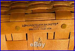 Longaberger CLASSIC HOSTESS TREASURE BASKET SET with Protector, Custom Leaf Lid